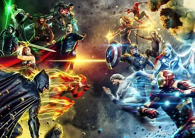 Marvel Vs Dc Superheroes Comics Large Wall Art Framed Canvas Picture 20x30  • £20