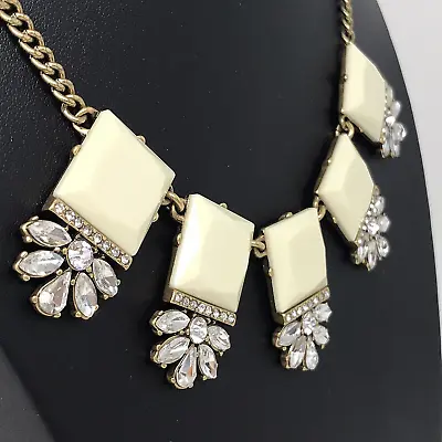 J CREW Necklace Ivory Crystal Multi Pendant Square Clusters Gold Tone  17  - 19  • $9.99