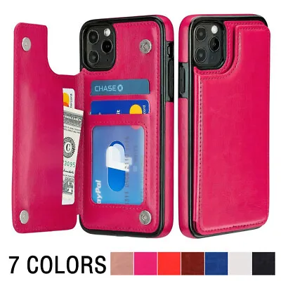 Flip Magnetic Leather Wallet Back Card Pocket Kickstand Case Cover For IPhone • $9.89