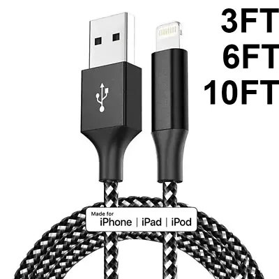 $12.99 • Buy Braided USB Cable For IPhone 5 6 7 8 11 12 XR X Long Fast Charger Charging Cord