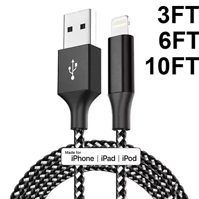 Braided USB Cable For IPhone 5 6 7 8 11 12 XR X Long Fast Charger Charging Cord • $4.49