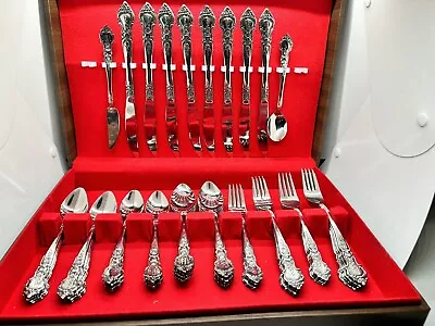 National Stainless Rose & Leaf Stainless Silverware Flatware 50 Piece Set W/Case • $25