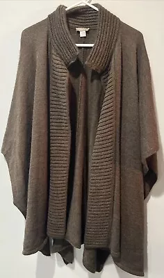 Nordstrom Poncho Sweater Mohair Wool Blend Italy Brown One Size Shawl Cape • $39.50