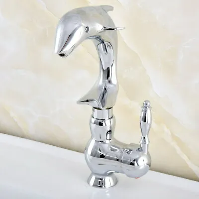 Polished Chrome Brass Dolphin Shape Bathroom Kitchen Bar Sink Faucet Tap Ssf853 • $65.99