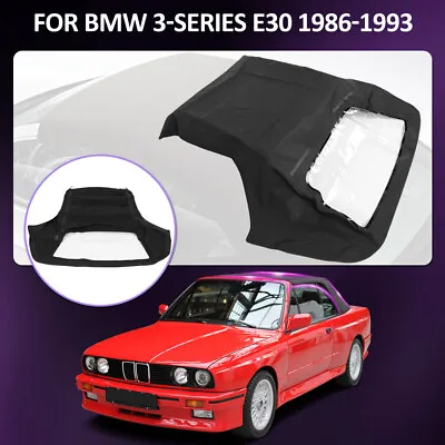 For BMW 3-Series E30 Convertible Soft Top & Window Black Twill 1986-1993 • $167.02