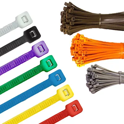 100 Nylon Plastic Cable Ties Zip Tie Wraps Black Natural Coloured • £2.29