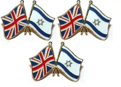 Pack Of 3 X United Kingdom Union Flag Israel Friendship Enamel Metal Pin Badges • $8.62