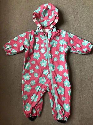 Hatley Pink & Turquoise Daisy Flower Girls Rain Suit / All In One Age 6-12 Month • £10