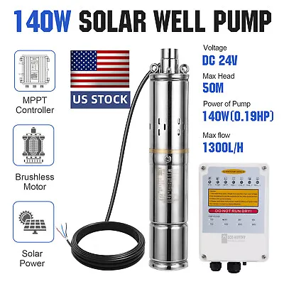 DC24V 3  Solar Pump Submersible Pump Bore Deep Well Water Pump + MPPT Controller • $199.99