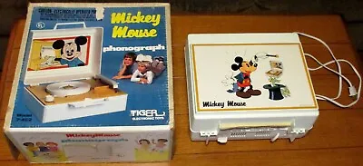Vintage Mickey Mouse Portable Phonograph Model 7-422  W/ Box   SUPER RARE!!!!! • $85