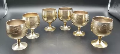 Six Vintage MINIATURE Engraved Silver Plated Wine Goblets. • £8.50