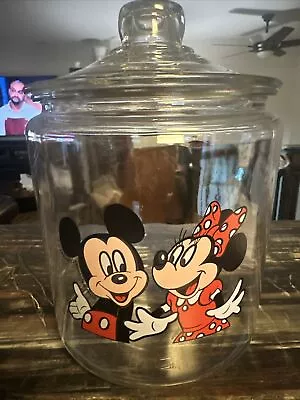 Mickey & Minnie Mouse Glass Cookie Jar - The Walt Disney Company • $45