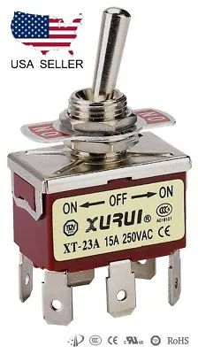 $5.56 • Buy Heavy Duty Dpdt On-off-on Toggle Switch 20a 125v, 15a 250v Spade Terminals (23a)