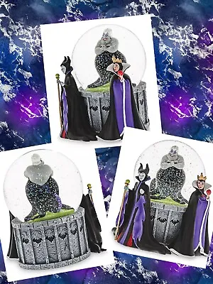 DISNEY VILLAINS Light Up Snow Globe - MALEFICENT  URSULA & EVIL QUEEN  • $89.99