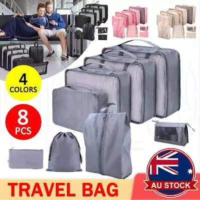 8PCS Packing Cubes Storage Bag Travel Pouches Luggage Organiser Clothes Suitcase • $14.75