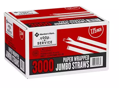 Member's Mark Jumbo Translucent Plastic Wrapped Straws 7.75  (3000 Ct.) • $23.58