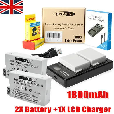 For Canon LP-E8 Battery EOS 700D 600D 550D 650D Rebel T2i T3i  &Dual Charger Fit • £17.99