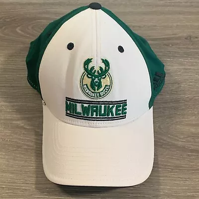 Adidas Milwaukee Bucks Hat Adult One Size White Green Snapback Cap • $12.95