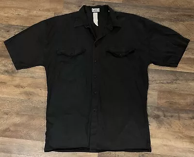 VTG Gianni Versace Men's Black Short Sleeve Collared Button Up Silk Shirt Sz 50 • $59.99