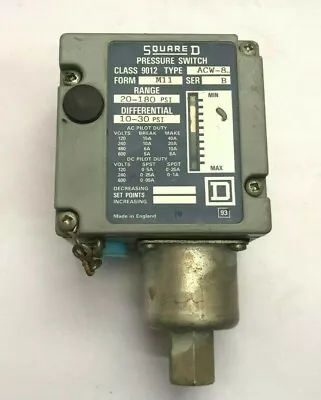 $288.19 • Buy Square D Pressure Switch Class 9012 Type ACW-8 Ser.B