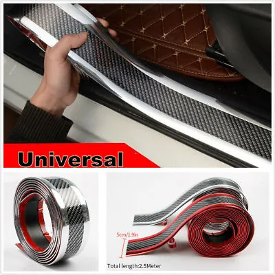 2.5M 5D Carbon Fiber Style Car Door Sill Pedal Protector Cover Decoration Strip • $18.80