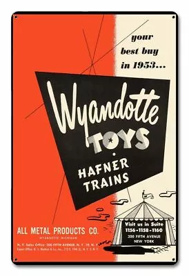 Wyandotte Toys Hafner Trains 18  Heavy Duty Usa Made Metal Toy Advertising Sign • $82.50