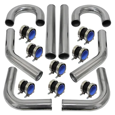 2.36  60mm Universal 8 PCS Turbo Intercooler Pipe Kit + Silicone Hose Clamps BK • $300.29