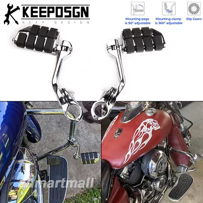 $79.99 • Buy Chrome Highway Foot Pegs Rest 1.25  Engine Guard Bar For Yamaha V Star 1300 1100