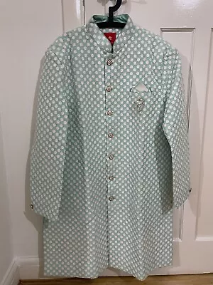 Pastel Baby Blue Men’s Jodhpuri Sherwani Size 44 • £89.99