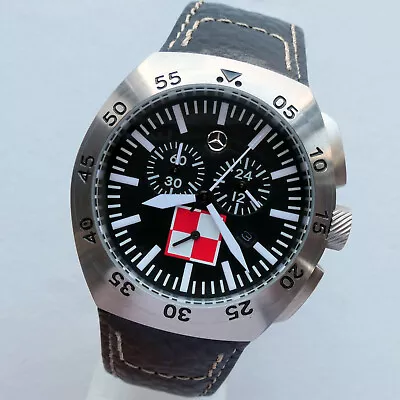 Mercedes Benz Racing Aviator Pilot Race Car Accessory Sport Chronograph Watch • $296.65