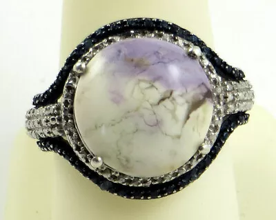 Vintage Sterling Silver White Howlite Or White Buffalo Cabochon Ring • $49.95