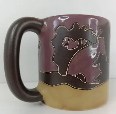 Pottery Mara Mexico Wolf Wolves Coffee Mug  Art Big Hand Painted Heavy Incised  • $24.95