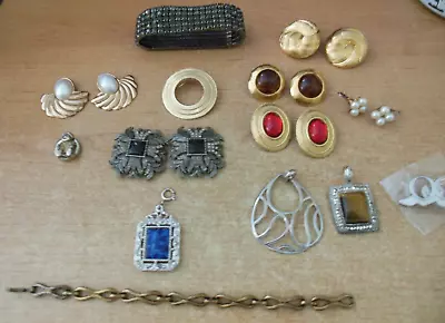 Vintage Jewelry Assort Black  Rhinestone Sarah Coventry  Scarf Clip Pendants Etc • $14.95