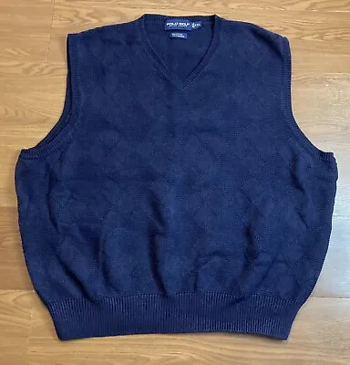 VTG 90’s Ralph Lauren Polo Golf Cashmere Argyle Sweater Vest Mens XXL Hong Kong • $15.99