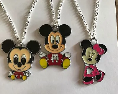 ❤️CUTE BABY MICKEY MINNIE MOUSE Necklace Silver Plated Chain Present In Gift Bag • £3.75