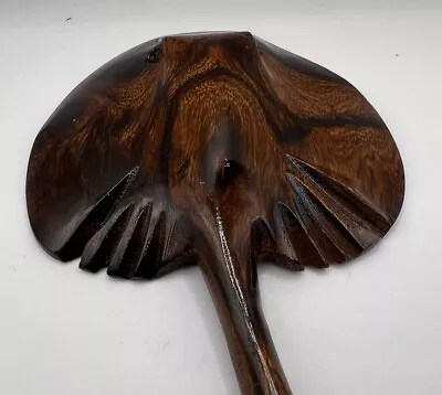 VTG. Stingray Manta Ray Figurine Hand Carved Dark Grain Iron Wood Fish 8” • $19.99