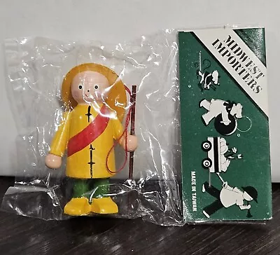 Vintage Midwest Importers Wooden Fisherman Christmas Ornament NOS  • $11