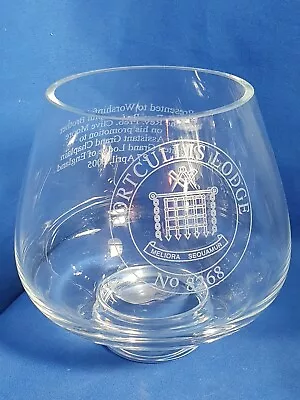 Heavy Rose Glass Bowl (Caithness?) Etched Member Of Portcullis Lodge No. 8268 • £25