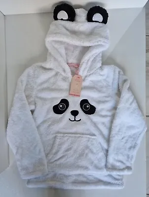 Womens Furry Panda Hoody Warm Snug Ladies Hooded Lounge Top Hoodie Size UK 12-14 • £8