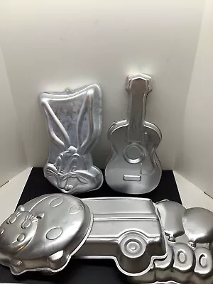 Lot Of 5 Wilton Cake Pans Guitar Bunny Van Ladybug Graduation  • $29.99