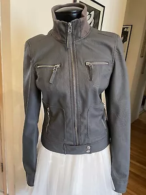 Zara TRF Collection Faux Leather Biker Moto Jacket  Grey Small • $26