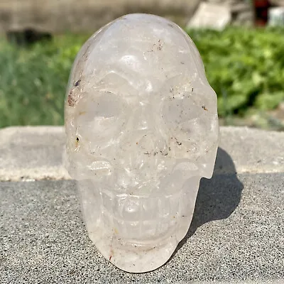 1.7LB Natural Clear Quartz White Crystal Hand Carved Skull Reiki Healing • $0.99