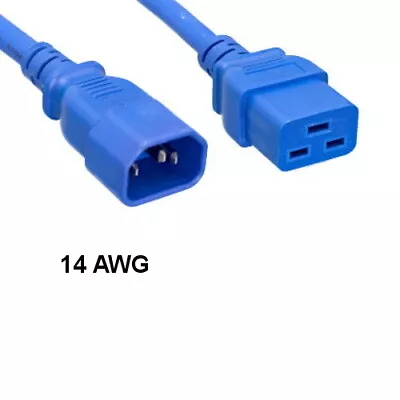 Kentek Blue 2Ft IEC-60320 C14 To C19 Extension Power Cord 14AWG 15A For PDU UPS • $10.92