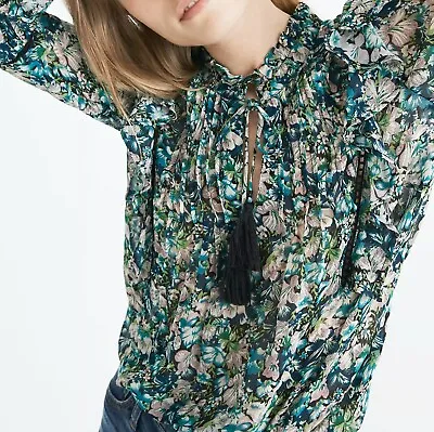 Cecilie Copenhagen Sheer Floral Print Charlize Blouse Size S • $120