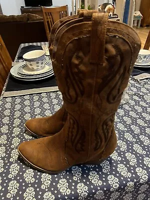 $20 • Buy JustFab Women's Brown Vegan Western Cowgirl Boots Size 10