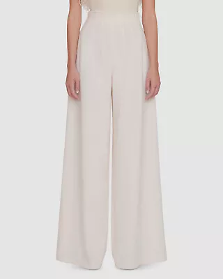 $395 Staud Women's Ivory Caleb Pleated Wide-Leg Dress Pants Size 8 • $126.38