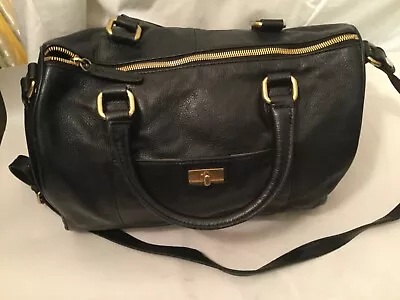 J. Crew Factory Black Leather Satchel Bag Double Handles • $49.99