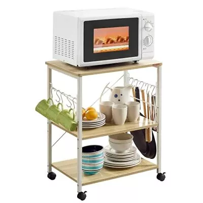 Baker's Rack Kitchen Microwave Cart Coffee Bar Table Station 3tier Kitchen Utili • $94.62