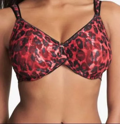 NWOT  Red & Black Animal Print  Wacoal Underwire Laced Bra 32D  855167 • $24.99