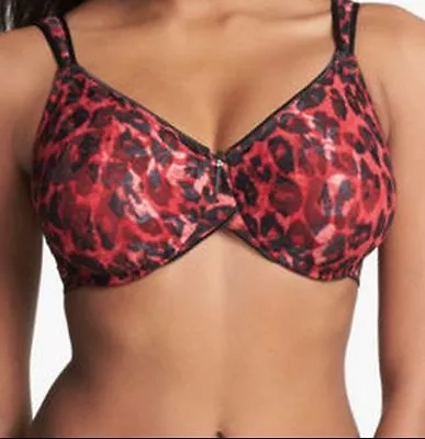 NWOT  Red & Black Animal Print  Wacoal Underwire Laced Bra 34D  855167 • $24.99